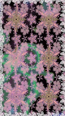 Raster illüstrasyonu. El çizimi. Çiçekli, yapraklı, çiçeksiz çiçek desenli..