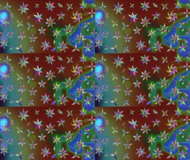 Düz Çiçek Elementleri Tasarımı. Süslü kumaş deseni. Renkli Bahar Teması eskiz kalıbı. Raster illüstrasyonunda çiçek deseni çizimi.