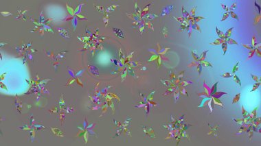 Çiçekli karalama şeklinde Raster çiçek deseni. Gri renkli çiçekler. Yumuşak, bahar çiçekli arka plan.