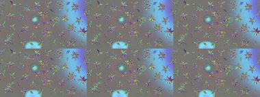 Güzel kumaş deseni. Renkli Yaz Temalı eskiz kalıbı. Raster Illustrasyon 'daki Çiçek Deseni' nin son moda çizimi. Düz Çiçek Elementleri Tasarımı.