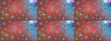 Raster suluboya çiçek deseni, narin çiçekler, kahverengi çiçekler, tebrik kartı şablonu. Güzel kumaş deseni.