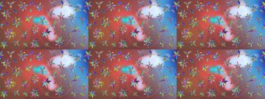 Raster illüstrasyonundaki çiçek desenli çizim. Suluboya tarzında kahverengi renkte çiçekler.