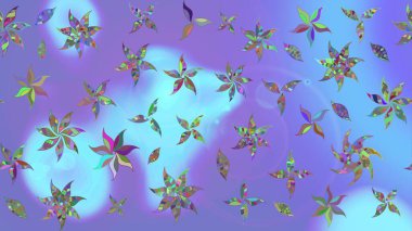 Raster illüstrasyonu. Mor kıvırcık çiçekler mor renkte şekillenir. Klasik çiçek tasarım elementleri.