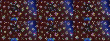 Çiçek buketleriyle klasik bir eskiz şekli. Raster illüstrasyonu. Kahverengi renklerde.