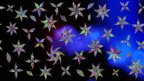 Çiçek ve yapraklı karalama şeklinde Raster çiçek deseni. Yumuşak, bahar çiçekleri siyah renklerde. Raster illüstrasyonu.