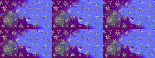 Raster illüstrasyonundaki çiçek desenli çizim. Düz Çiçek Elementleri Tasarımı. Mor renkli çiçekler. Renkli Bahar Teması çizim şablonu.