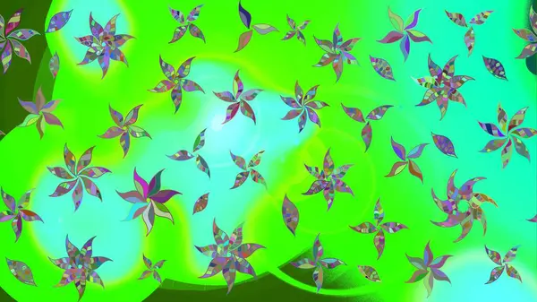 Parlak çiçekli kolaj çiçekleri yeşildir. Çiçek tasarımı için inanılmaz bir kolaj cenneti tarzı. Çiçekli zambaklar eskiz arka planı.