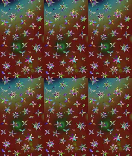 Millefleur 'lar. Küçük kahverengi çiçekli oldukça eski bir besin torbası deseni. Tekstil, kumaş, kapaklar, duvar kağıtları, baskı, paket, koleksiyon defteri, örgü, dekupaj için çiçek arkaplanı..