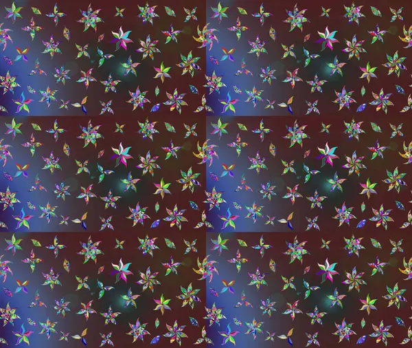 Raster illüstrasyonu. Kahverengi renklerde. 3D çiçekler, çizim.