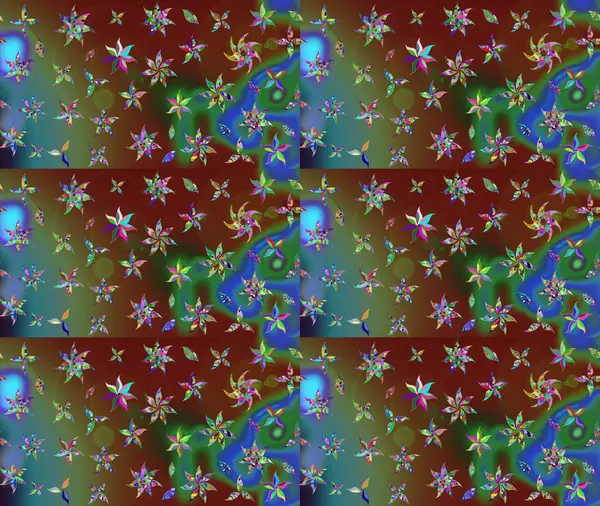 Düz Çiçek Elementleri Tasarımı. Süslü kumaş deseni. Renkli Bahar Teması eskiz kalıbı. Raster illüstrasyonunda çiçek deseni çizimi.