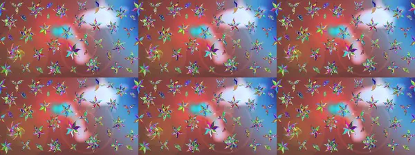 Raster illüstrasyonundaki çiçek desenli çizim. Suluboya tarzında kahverengi renkte çiçekler.