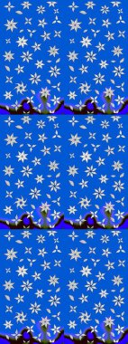 Mavi el çizimi desen. Sanat çiçeklere ilham verir ve arka planda izler bırakır. Raster deseni. Karalama çiçekleri çizim deseni.