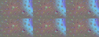 Gri renklerde. Raster illüstrasyonu. Çiçekli güzel suluboya desen.