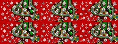 Raster illüstrasyonundaki çiçek desenli çizim. Kırmızı renklerde. Güzel kumaş deseni. Raster illüstrasyonu.