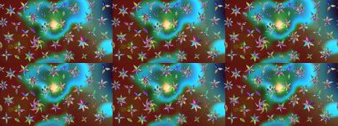 Renkli Bahar Teması eskiz kalıbı. Çiçek desenli çizim. Raster illüstrasyonu. Güzel kumaş deseni. Asya tekstil tarzında. Düz Çiçek Elementleri Tasarımı.