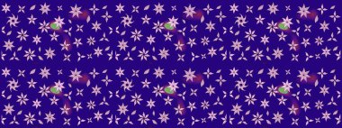 Çiçeksel çizim kalıbının yansıması. Vadinin mavi renkli çiçekleri.