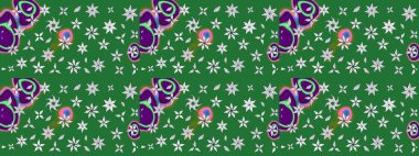 Küçük çiçekteki sevimli çiçek deseni. Yeşil renkli çiçekler. Raster illüstrasyonu.