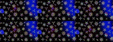 Şirin çiçekli, desenli, siyah renkli renkli bir eskiz. El çizimi çiçek çizimi deseni (fayans). Tekstil için suluboya çizim deseni.