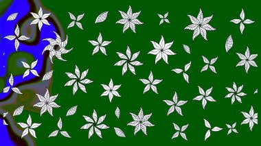 Raster illüstrasyonundaki çiçek desenli çizim. Yeşil renkli çiçekler. Düz Çiçek Elementleri Tasarımı. Renkli Bahar Teması çizim şablonu.