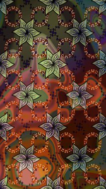 Basit bir kar tanesi. Kahverengi ve yeşil renklerde şirin kar taneleri. Kışın sembolü, mutlu noeller, mutlu yeni yıl kutlaması Raster illüstrasyonu. Soyut duvar kağıdı, ambalaj dekorasyonu.