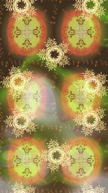 Renkli arka planda izole tatlı kar taneleri. Kar tanesi raster deseni. Kahverengi, nötr ve bej renkli kar taneleri. Raster illüstrasyonu.