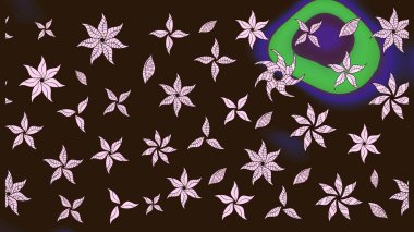 Kahverengi renkli etnik çiçeklerin olduğu zarif bir eskiz modeli. Asya Tekstil 'inde Raster Çiçek İllüstrasyonu.