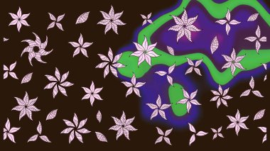 Soyut etnik raster çizim kalıbı. Arkaplan dokusu, duvar kağıdı, kahverengi renkli çiçek teması. Kabile sanatı boho baskısı, klasik çiçek arkaplanı.