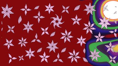 Küçük çiçekteki sevimli çiçek deseni. Kibarca, kırmızı renkte yaz çiçekleri. Raster deseni. Raster illüstrasyonu.