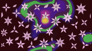 Renkli Bahar Teması eskiz kalıbı. Çiçek desenli eskiz, yaz çiçekleri. Düz Çiçek Elementleri Tasarımı. Kahverengi renkte çiçekler.