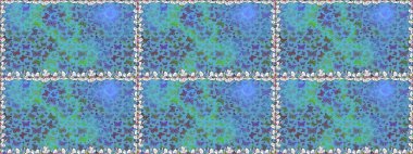 Raster illüstrasyonu. Mavi, yeşil ve beyaz arka planda renkli kelebek koleksiyonu. Kusursuz. Kart, baskı ve davetiye için basit kadınsı bir model. Kağıt, kumaş ve ambalaj için uygun.