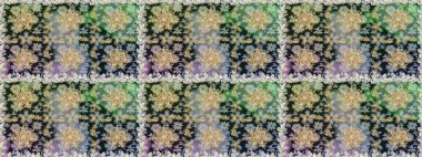 Çiçek deseni. Kusursuz raster arka plan. Duvar kâğıdı barok, İspanyol kumaşı. Şık bir grafik desen. Gri renklerdeki altın elementler.