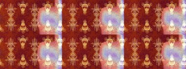 Kış kar tanesi, raster arka plan. Raster illüstrasyonu. Yüzey için tekrarlanan doku, ambalaj kağıdı, kırmızı, kahverengi ve nötr renkler. Renkli arka planda izole edilmiş güzel kar taneleri.