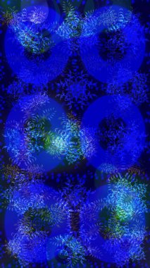 Tropik çiçek desenleri. Raster illüstrasyonu. Mavi renkte çiçekler.