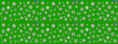 Sevimli çiçek raster deseni. Yeşil renkli çiçekler. Renkli Yaz Temalı eskiz kalıbı. Düz Çiçek Elementleri Tasarımı.