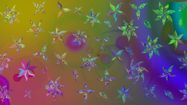 Raster illüstrasyonu. Yeşil renkte güzel bir tekstil. Suluboya çiçekli çiçek deseni.