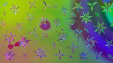 Raster illüstrasyonu. Çizim çiçek deseni duvar kâğıdı olarak kullanılabilir. Yeşil renkte çiçekler.