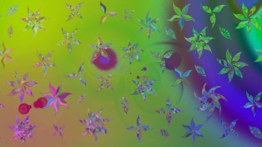 Raster illüstrasyonu. Çizim çiçek deseni duvar kâğıdı olarak kullanılabilir. Yeşil renkte çiçekler.