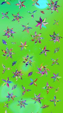 Yeşil renkli çiçekler. Kumaş desenli papatya çiçekleri ayrıntıları.