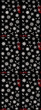 Küçük çiçekli yay deseni çiz. Raster illüstrasyonu. Suluboya tarzında siyah renkler üzerine.