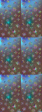 Moda arka planında parlak buketler. Eski usul küçük çiçekli şirin bir eskiz deseni. Raster illüstrasyonu. Kumaş, duvar kâğıdı ve kağıda yazdırmak için gelişen arkaplan.