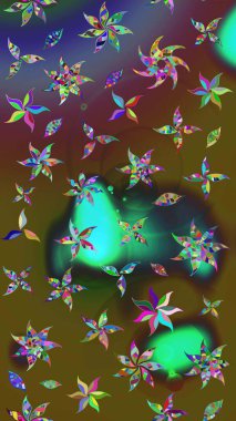 Raster illüstrasyonu. Çiçek desenli çizim. Düz Çiçek Elementleri Tasarımı. Renkli Bahar Teması eskiz kalıbı. Asya tekstil tarzında. Güzel kumaş deseni.