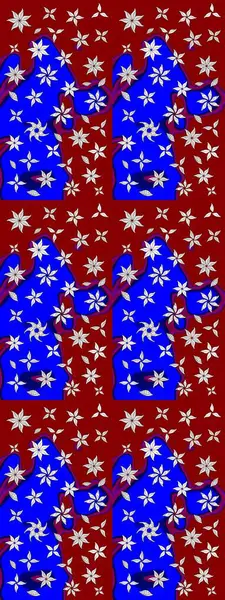 Tekrar eden çiçek arkaplanı, zarif kırmızı çiçek duvar kağıdı. Kırmızı renkler üzerine çiçek desenli çizimler, el yapımı papatyalar, papatyalar..