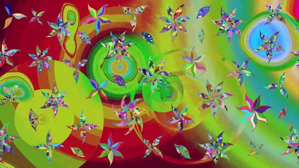 Modern gelişim yeşil raster arka plan duvar kâğıdı illüstrasyonu klasik çizgili, desenli desenli çiçekler, çiçekli süsler. Çiçekli el çizimi çizimi deseni.