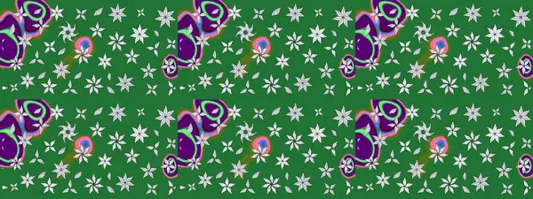 Küçük çiçekteki sevimli çiçek deseni. Yeşil renkli çiçekler. Raster illüstrasyonu.