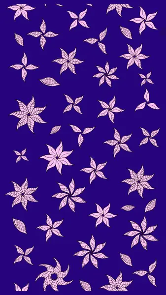 Raster illüstrasyonu. Tropik çiçek desenleri. Mavi renkte çiçekler.