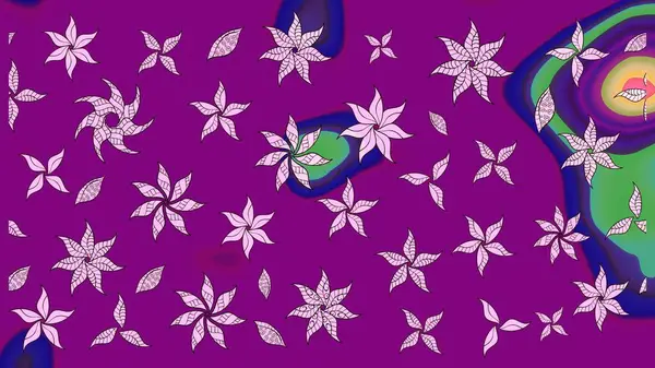 Mor renkli çiçekler. Kumaş desenli papatya çiçekleri ayrıntıları.