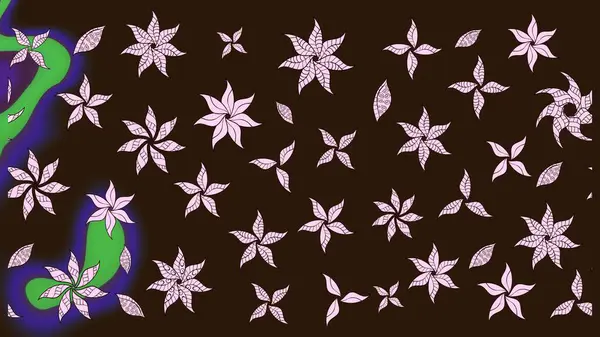 Kahverengi renkli çiçekler. Düz Çiçek Elementleri Tasarımı. Renkli Bahar Teması eskiz kalıbı. Raster illüstrasyonunda çiçek deseni çizimi.