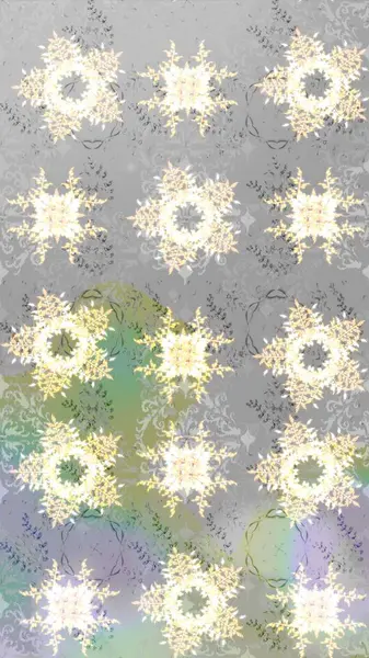 Çok renkli, zarif küçük çiçekler ve gri renkli komik böcekler, raster desen, illüstrasyon.