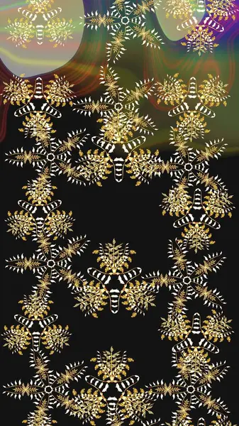 Kar tanesi renkli desen. Renk arka plan üzerinde izole soyut kar taneleri ile düz tasarım. Snowflakes desen. Raster kar taneleri arka plan. Raster illüstrasyon.