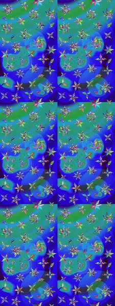 Parlak renkli çiçekleri ve mavi yaprakları olan harika bir çiçek deseni. Halk tarzı. Modern çiçek arkaplanı. Moda baskıları için zarif bir şablon.